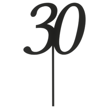 CZARNY TOPPER NA TORT 30 TRZYDZIESTKA JUBILEUSZ URODZINY DO KWIATÓW TOPER