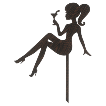 DĄB WENGE TOPPER NA TORT KOBIETA Z DRINKIEM URODZINY DEKORACJA DO KWIATÓW TOPER