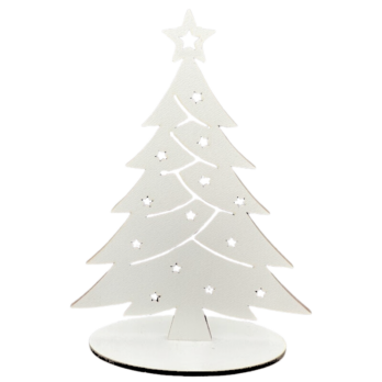 BIAŁA CHOINKA DEKORACYJNA NA PODSTAWCE DRZEWKO DECOR DIY DECOUPAGE 16CM