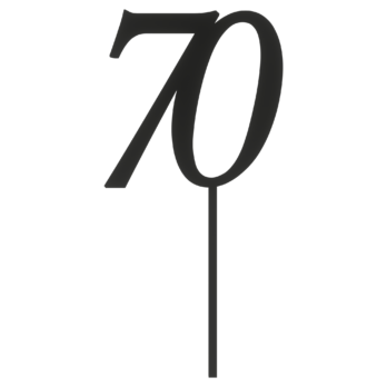 CZARNY TOPPER NA TORT 70 SIEDEMDZIESIĄTKA JUBILEUSZ URODZINY DO KWIATÓW TOPER