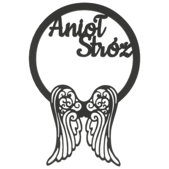 CZARNA OBRĘCZ ANIOŁ STRÓŻ ANIOŁEK SKRZYDŁA 55CM BAZA MAKRAMA ŁAPACZ SNÓW