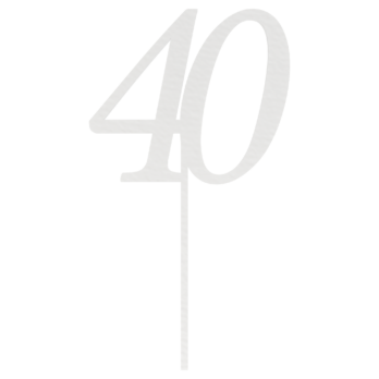 BIAŁY TOPPER NA TORT 40 CZTERDZIESTKA JUBILEUSZ URODZINY DO KWIATÓW TOPER