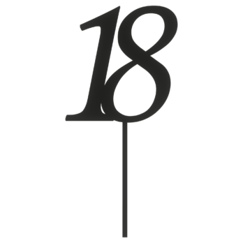 CZARNY TOPPER NA TORT 18 OSIEMNASTKA URODZINY DEKORACJA DO KWIATÓW TOPER
