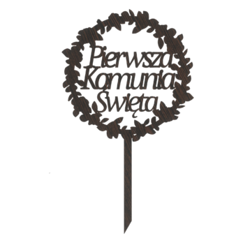 DĄB WENGE TOPPER NA TORT PIERWSZA KOMUNIA ŚWIĘTA KWIATKI DEKORACJA DO KWIATÓW TOPER