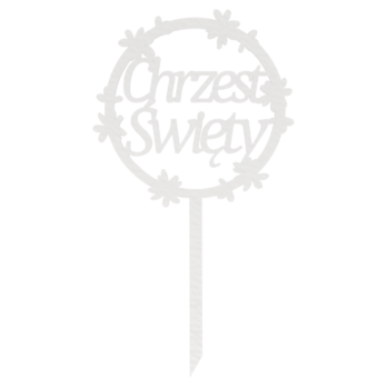 BIAŁY TOPPER NA TORT CHRZEST ŚWIĘTY KWIATKI DEKORACJA DO KWIATÓW TOPER