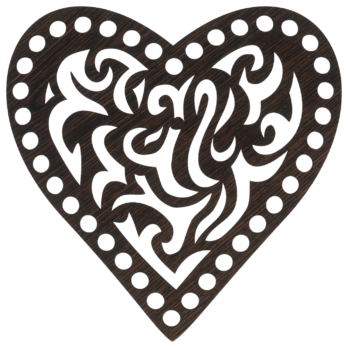 DĄB WENGE BAZA DO KOSZYKA DNO SPÓD PŁYTA HDF DO MAKRAMY AŻUR SERCE 15CM