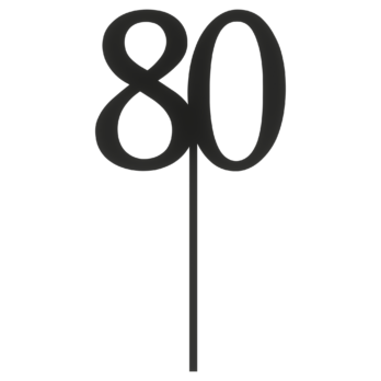 CZARNY TOPPER NA TORT 80 OSIEMDZIESIĄT JUBILEUSZ URODZINY DO KWIATÓW TOPER DEKOR