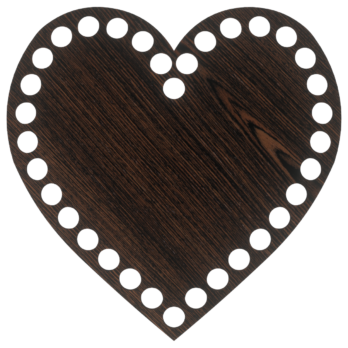 DĄB WENGE BAZA DO KOSZYKA DNO SPÓD PŁYTA HDF DO MAKRAMY SZYDEŁKA SERCE 15CM