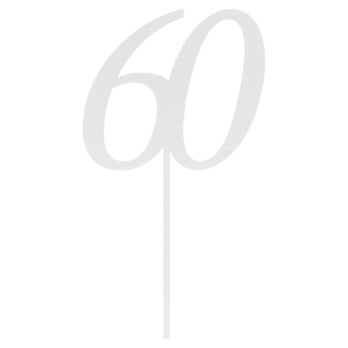 BIAŁY  TOPPER NA TORT 60 SZEŚĆDZIESIĄTKA JUBILEUSZ URODZINY DO KWIATÓW TOPER