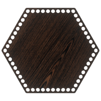 DĄB WENGE BAZA DO KOSZYKA DNO SPÓD PŁYTA HDF DO MAKRAMY SZEŚCIOKĄT 25CM