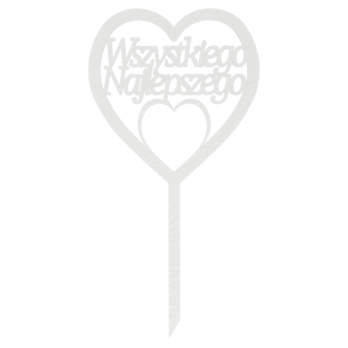 BIAŁY TOPPER WSZYTSKIEGO NAJLEPSZEGO SERCE NA URODZINY TORT DO KWIATÓW DEKORACJA