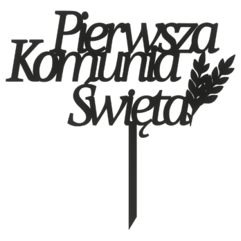 CZARNY TOPPER NA TORT PIERWSZA KOMUNIA ŚWIĘTA PSZENICA DEKORACJA DO KWIATÓW TOPER