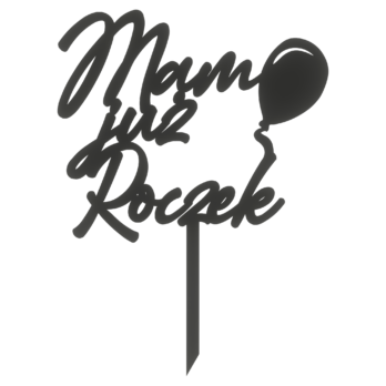 CZARNY TOPPER MAM JUŻ ROCZEK NA TORT DO KWIATÓW TOPER URODZINY PIERWSZE URODZINY