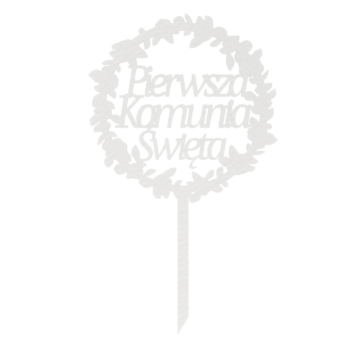 BIAŁY TOPPER NA TORT PIERWSZA KOMUNIA ŚWIĘTA KWIATKI DEKORACJA DO KWIATÓW TOPER