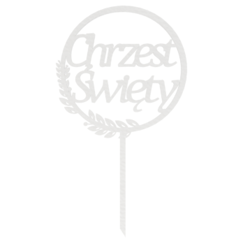 BIAŁY TOPPER NA TORT CHRZEST ŚWIĘTY LISTKI DEKORACJA DO KWIATÓW TOPER