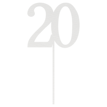 BIAŁY TOPPER NA TORT 20 DWADZIEŚCIA JUBILEUSZ URODZINY DO KWIATÓW TOPER DEKOR