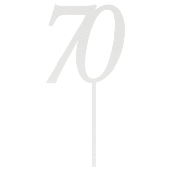 BIAŁY TOPPER NA TORT 70 SIEDEMDZIESIĄTKA JUBILEUSZ URODZINY DO KWIATÓW TOPER