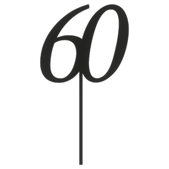CZARNY TOPPER NA TORT 60 SZEŚĆDZIESIĄTKA JUBILEUSZ URODZINY DO KWIATÓW TOPER