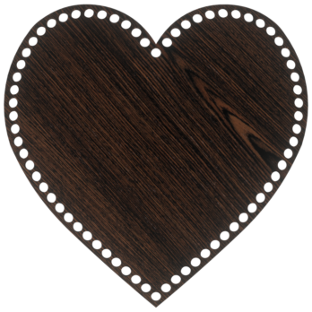 DĄB WENGE BAZA DO KOSZYKA DNO SPÓD PŁYTA HDF DO MAKRAMY SZYDEŁKA SERCE 30CM