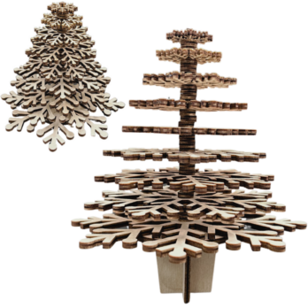 DREWNIANA CHOINKA DEKORACYJNA WARTWOWA 3D DRZEWKO DECOR DECOUPAGE 14,5CM