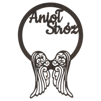 DĄB WENGE OBRĘCZ ANIOŁ STRÓŻ ANIOŁEK SKRZYDŁA 55CM BAZA MAKRAMA ŁAPACZ SNÓW