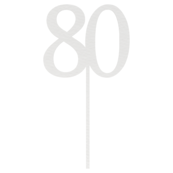BIAŁY TOPPER NA TORT 80 OSIEMDZIESIĄT JUBILEUSZ URODZINY DO KWIATÓW TOPER DEKOR