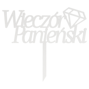 BIAŁY TOPPER NA TORT WIECZÓR PANIEŃSKI DIAMENT DEKORACJA DO KWIATÓW TOPER