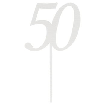 BIAŁY TOPPER NA TORT 50 PIĘĆDZIESIĄTKA JUBILEUSZ URODZINY DO KWIATÓW TOPER